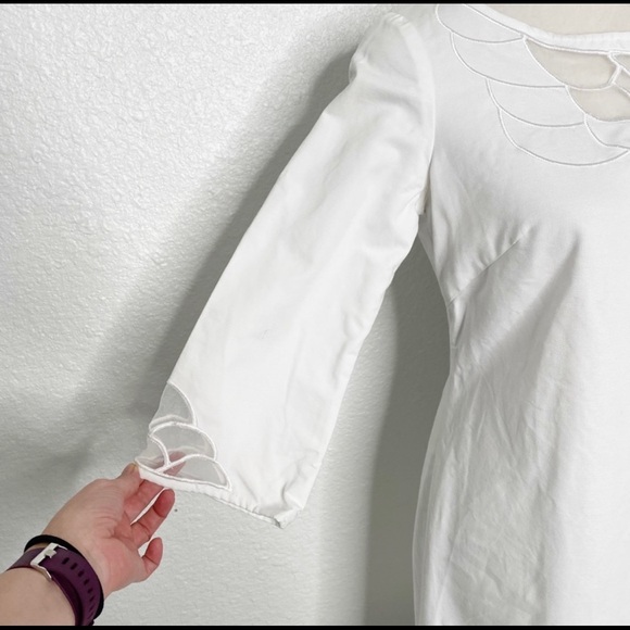 LILLY PULITZER WHITE COTTON DRESS WITH MESH CUTOUTS SZ 4 - Picture 7 of 10